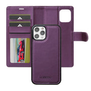 For iPhone 14 Pro Max LC.IMEEKE L2 Series Detachable Magsafe PU Phone Case with Lanyard(Purple)