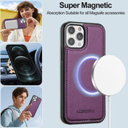 For iPhone 14 Pro Max LC.IMEEKE L2 Series Detachable Magsafe PU Phone Case with Lanyard(Purple)
