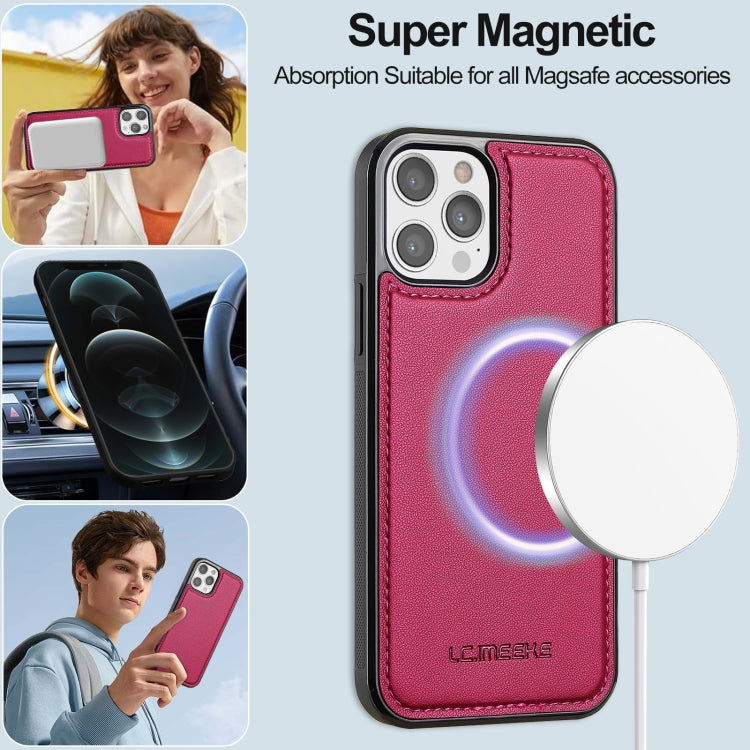 For iPhone 14 Pro Max LC.IMEEKE L2 Series Detachable Magsafe PU Phone Case with Lanyard(Red)