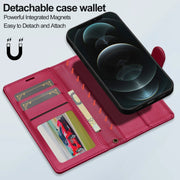 For iPhone 14 Pro Max LC.IMEEKE L2 Series Detachable Magsafe PU Phone Case with Lanyard(Red)