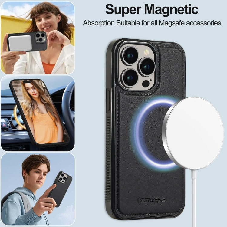 For iPhone 13 Pro Max LC.IMEEKE L2 Series Detachable Magsafe PU Phone Case with Lanyard(Black)