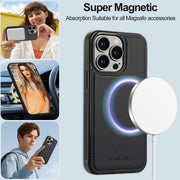 For iPhone 13 Pro Max LC.IMEEKE L2 Series Detachable Magsafe PU Phone Case with Lanyard(Black)