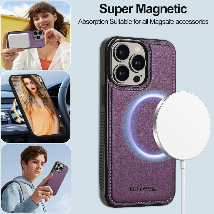 For iPhone 13 Pro Max LC.IMEEKE L2 Series Detachable Magsafe PU Phone Case with Lanyard(Purple)