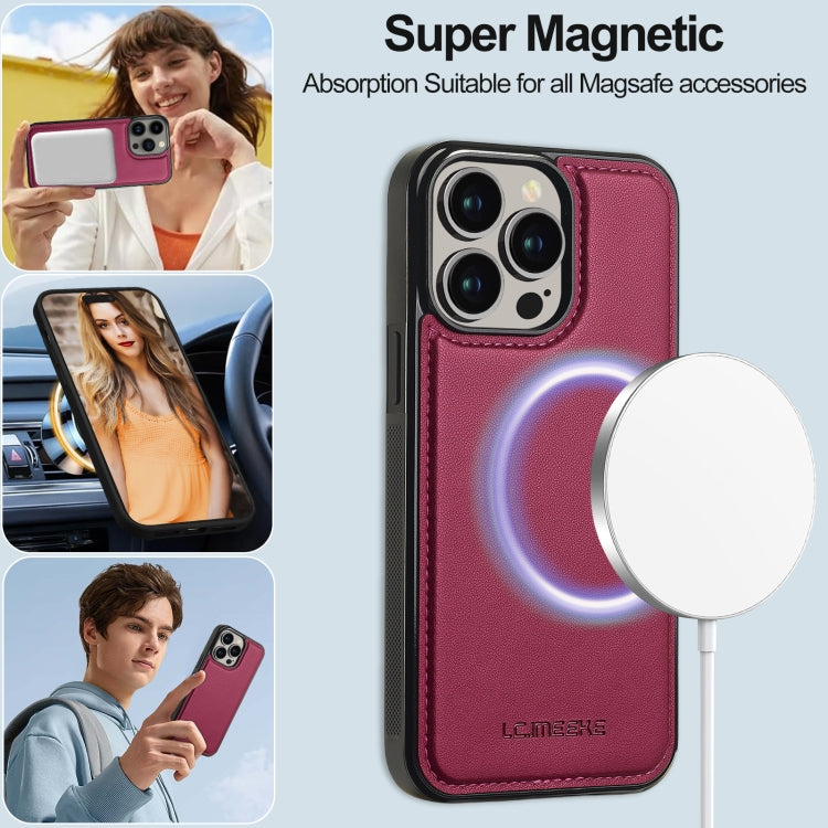 For iPhone 13 Pro Max LC.IMEEKE L2 Series Detachable Magsafe PU Phone Case with Lanyard(Red)