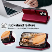 For iPhone 13 Pro Max LC.IMEEKE L2 Series Detachable Magsafe PU Phone Case with Lanyard(Red)