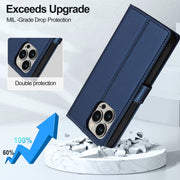 For iPhone 13 Pro LC.IMEEKE L2 Series Detachable Magsafe PU Phone Case with Lanyard(Blue)