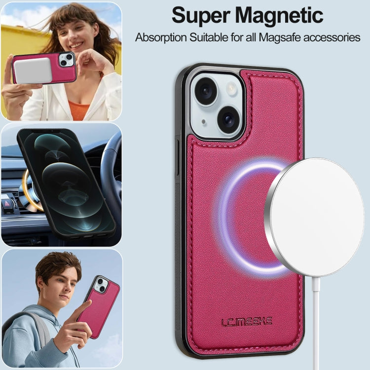 For iPhone 13 LC.IMEEKE L2 Series Detachable Magsafe PU Phone Case with Lanyard(Red)