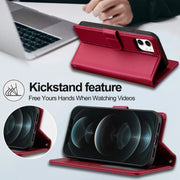 For iPhone 13 LC.IMEEKE L2 Series Detachable Magsafe PU Phone Case with Lanyard(Red)