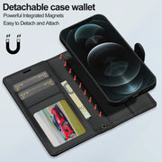 For iPhone 14 LC.IMEEKE L2 Series Detachable Magsafe PU Phone Case with Lanyard(Black)