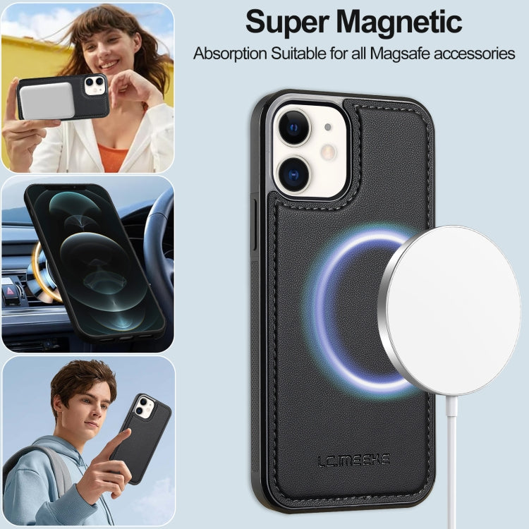 For iPhone 11 LC.IMEEKE L2 Series Detachable Magsafe PU Phone Case with Lanyard(Black)