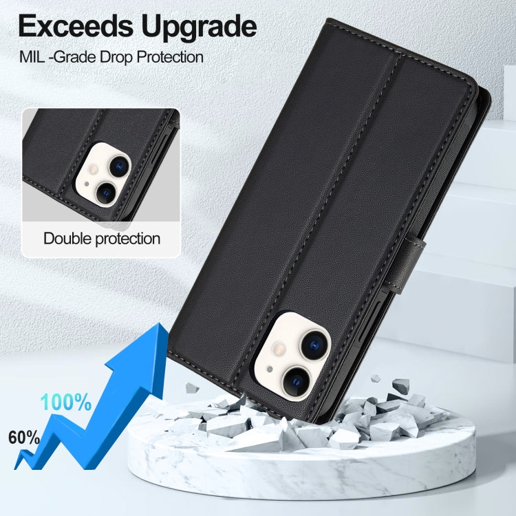 For iPhone 11 LC.IMEEKE L2 Series Detachable Magsafe PU Phone Case with Lanyard(Black)
