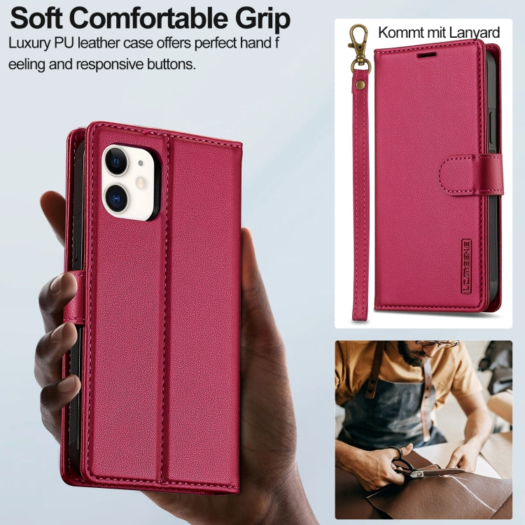 For iPhone 11 LC.IMEEKE L2 Series Detachable Magsafe PU Phone Case with Lanyard(Red)