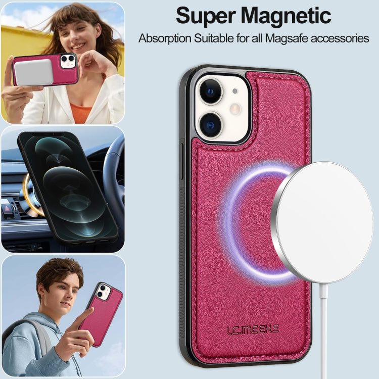 For iPhone 11 LC.IMEEKE L2 Series Detachable Magsafe PU Phone Case with Lanyard(Red)