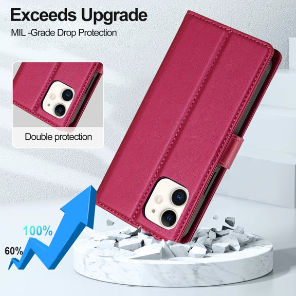 For iPhone 11 LC.IMEEKE L2 Series Detachable Magsafe PU Phone Case with Lanyard(Red)