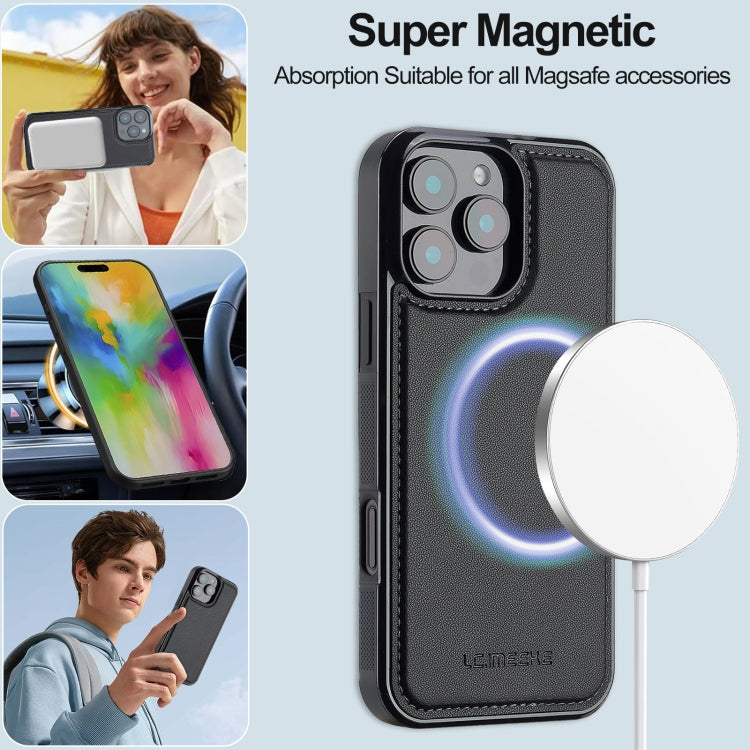 For iPhone 16 Pro Max LC.IMEEKE L2 Series Detachable Magsafe PU Phone Case with Lanyard(Black)