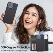 For iPhone 16 Pro Max LC.IMEEKE L2 Series Detachable Magsafe PU Phone Case with Lanyard(Black)