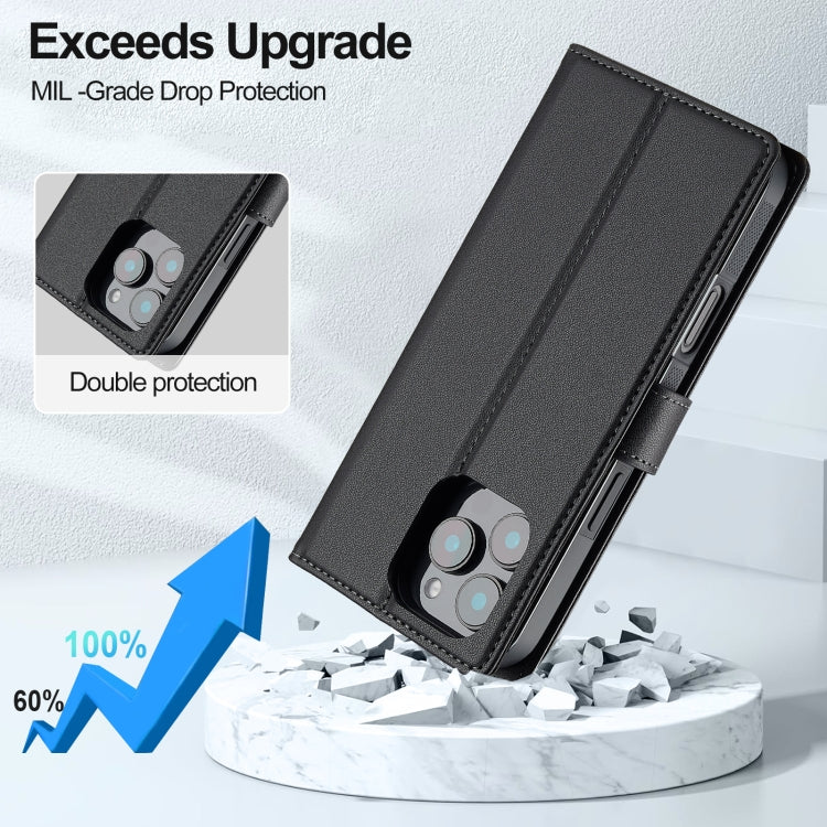 For iPhone 16 Pro Max LC.IMEEKE L2 Series Detachable Magsafe PU Phone Case with Lanyard(Black)