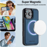 For iPhone 16 Pro Max LC.IMEEKE L2 Series Detachable Magsafe PU Phone Case with Lanyard(Blue)