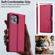 For iPhone 16 Pro Max LC.IMEEKE L2 Series Detachable Magsafe PU Phone Case with Lanyard(Red)
