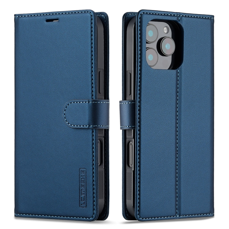 For iPhone 16 Pro LC.IMEEKE L2 Series Detachable Magsafe PU Phone Case with Lanyard(Blue)