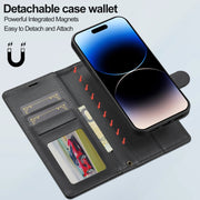 For iPhone 16 Plus LC.IMEEKE L2 Series Detachable Magsafe PU Phone Case with Lanyard(Black)