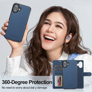 For iPhone 16 Plus LC.IMEEKE L2 Series Detachable Magsafe PU Phone Case with Lanyard(Blue)