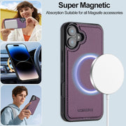 For iPhone 16 Plus LC.IMEEKE L2 Series Detachable Magsafe PU Phone Case with Lanyard(Purple)