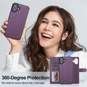 For iPhone 16 Plus LC.IMEEKE L2 Series Detachable Magsafe PU Phone Case with Lanyard(Purple)