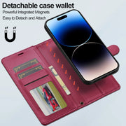 For iPhone 16 Plus LC.IMEEKE L2 Series Detachable Magsafe PU Phone Case with Lanyard(Red)