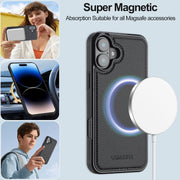 For iPhone 16 LC.IMEEKE L2 Series Detachable Magsafe PU Phone Case with Lanyard(Black)