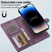 For iPhone 16 LC.IMEEKE L2 Series Detachable Magsafe PU Phone Case with Lanyard(Purple)