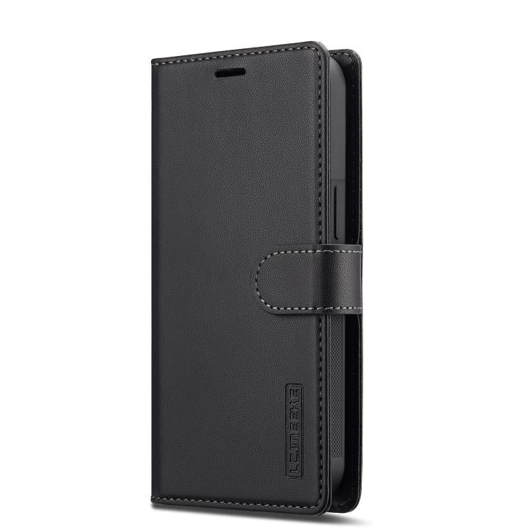 For iPhone 16e LC.IMEEKE L2 Series Detachable Magsafe PU Phone Case with Lanyard(Black)
