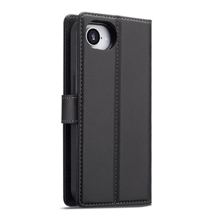For iPhone 16e LC.IMEEKE L2 Series Detachable Magsafe PU Phone Case with Lanyard(Black)