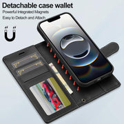 For iPhone 16e LC.IMEEKE L2 Series Detachable Magsafe PU Phone Case with Lanyard(Black)