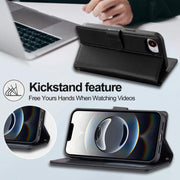 For iPhone 16e LC.IMEEKE L2 Series Detachable Magsafe PU Phone Case with Lanyard(Black)