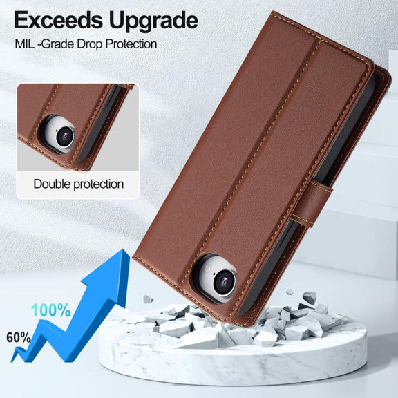 For iPhone 16e LC.IMEEKE L2 Series Detachable Magsafe PU Phone Case with Lanyard(Brown)