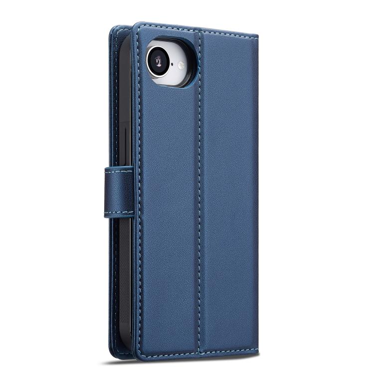 For iPhone 16e LC.IMEEKE L2 Series Detachable Magsafe PU Phone Case with Lanyard(Blue)
