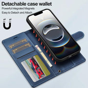 For iPhone 16e LC.IMEEKE L2 Series Detachable Magsafe PU Phone Case with Lanyard(Blue)