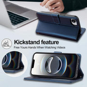 For iPhone 16e LC.IMEEKE L2 Series Detachable Magsafe PU Phone Case with Lanyard(Blue)