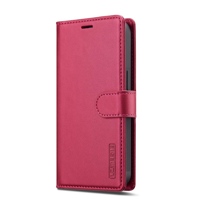For iPhone 16e LC.IMEEKE L2 Series Detachable Magsafe PU Phone Case with Lanyard(Red)