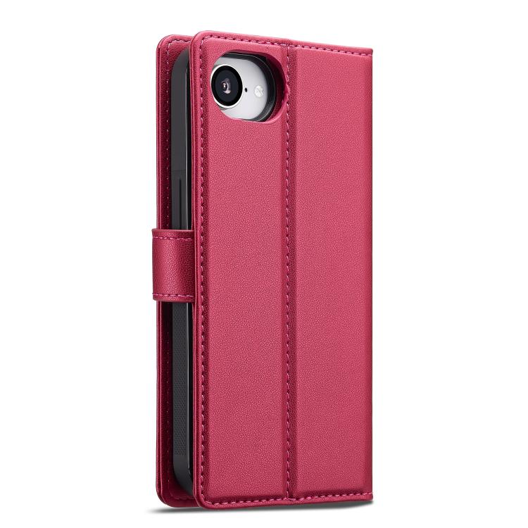For iPhone 16e LC.IMEEKE L2 Series Detachable Magsafe PU Phone Case with Lanyard(Red)