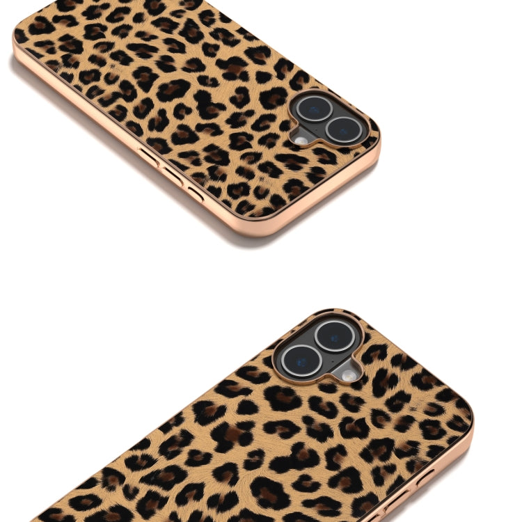 For iPhone 16 Nano Plating Leopard Print Phone Case(Gold)