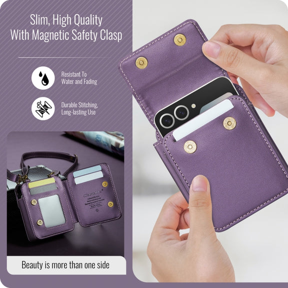 For Samsung Z Flip Series CaseMe Me50 Mini Lanyard Universal Bag(Purple)