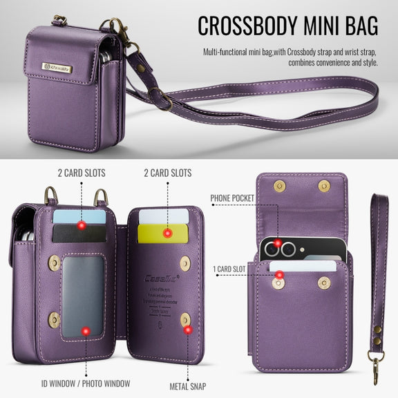 For Samsung Z Flip Series CaseMe Me50 Mini Lanyard Universal Bag(Purple)
