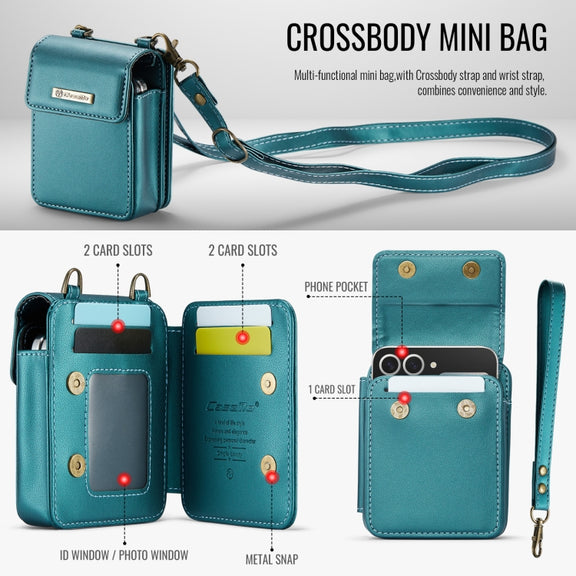 For Samsung Z Flip Series CaseMe Me50 Mini Lanyard Universal Bag(Green)