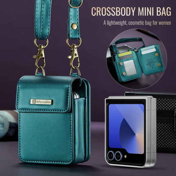For Samsung Z Flip Series CaseMe Me50 Mini Lanyard Universal Bag(Green)