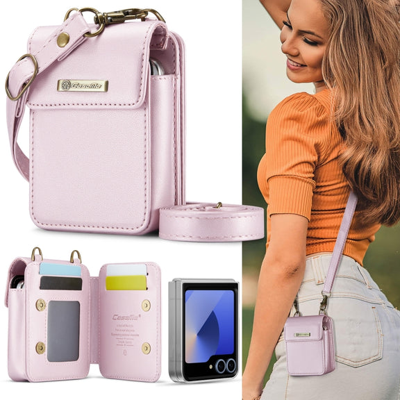For Samsung Z Flip Series CaseMe Me50 Mini Lanyard Universal Bag(Pink)