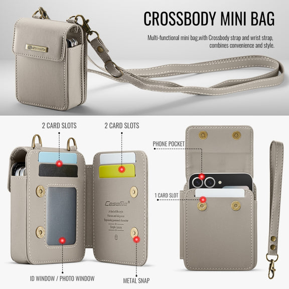 For Samsung Z Flip Series CaseMe Me50 Mini Lanyard Universal Bag(Khaki)