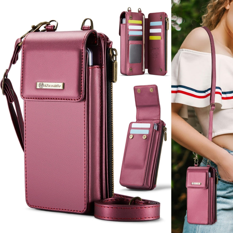 For Samsung Z Fold Series CaseMe Me50 Mini Lanyard Universal Bag(Wine Red)