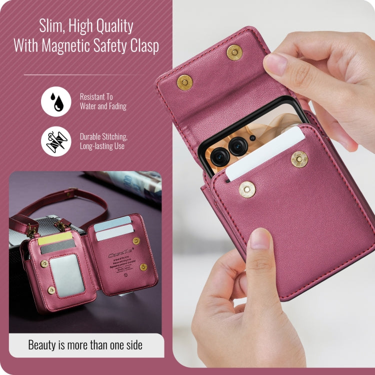 For Motorola Razr Series CaseMe Me50 Mini Lanyard Universal Bag(Wine Red)